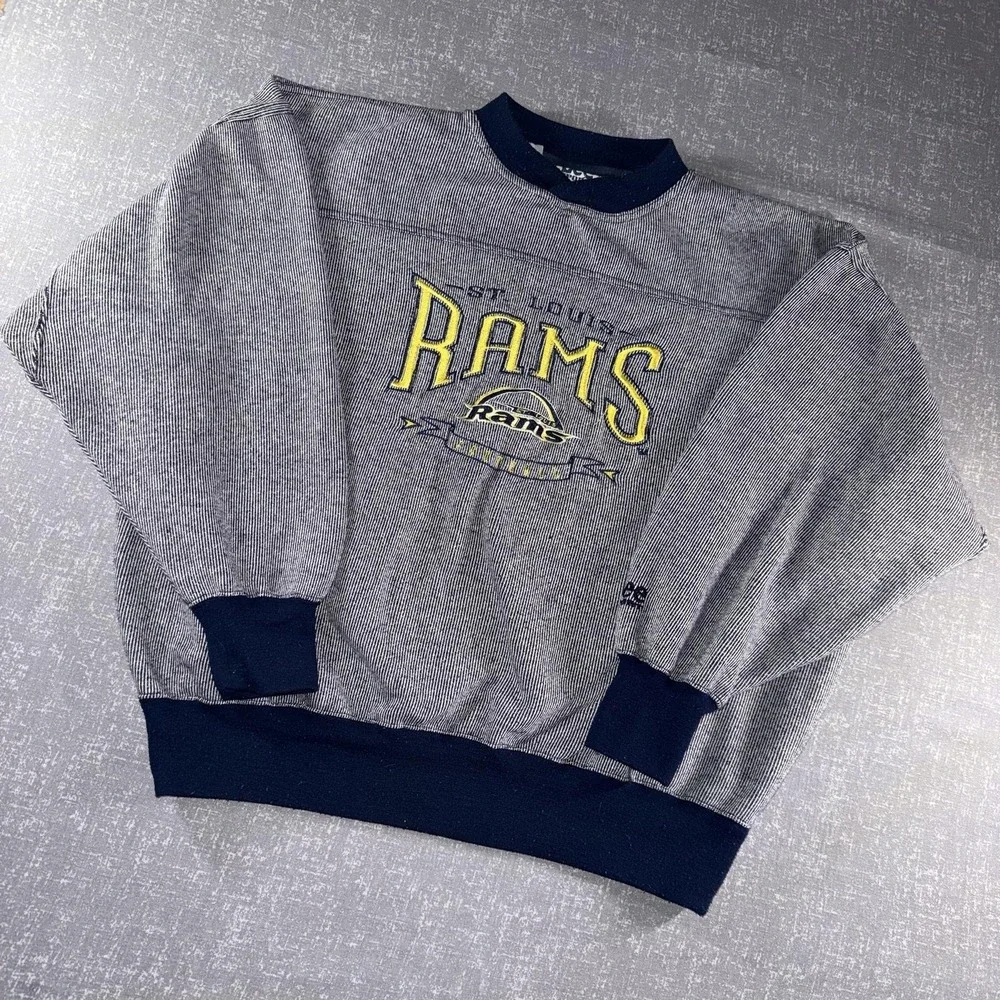 Vintage St Louis Rams Sweatshirt Mens Large Gray NFL Football Lee Sport